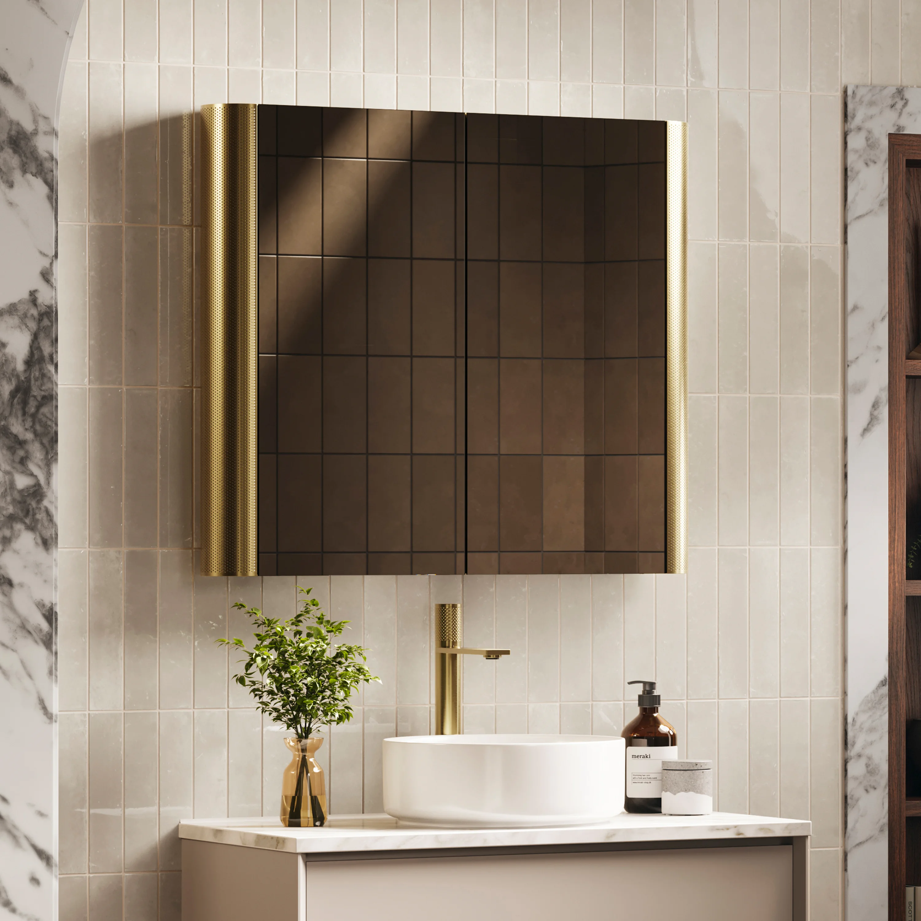 Bastille Bathroom Cabinet – 80 cm Brushed Brass