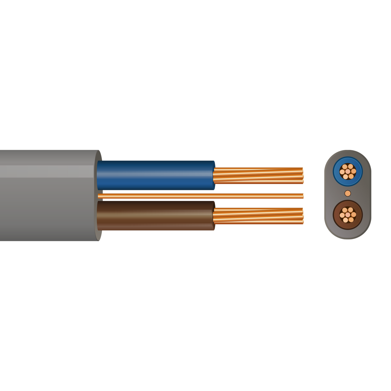 6242Y Twin & Earth (Grey with Brown, Blue) 16mm² x 100m