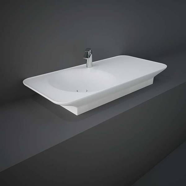 RAK Valet Basin Wall Hung/Countertop  Right Ledge 1TH Matt White 112cm