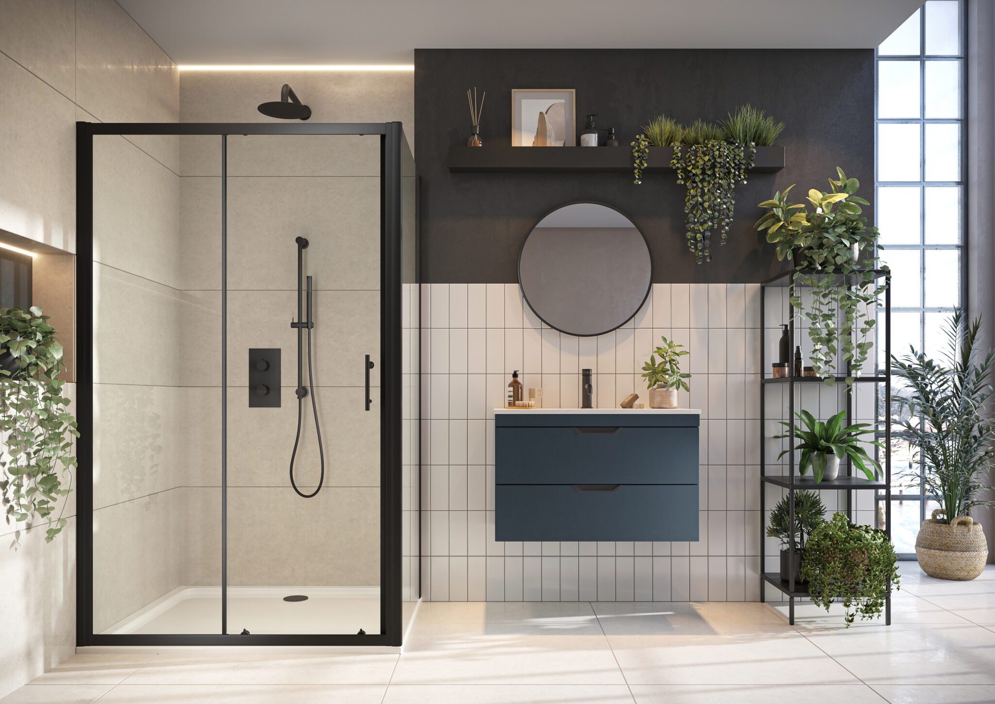 S6 Black Sliding Door 1000
