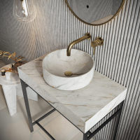 Scudo Élan Aurelia Round Basin – A. White Marble 350x350x120mm