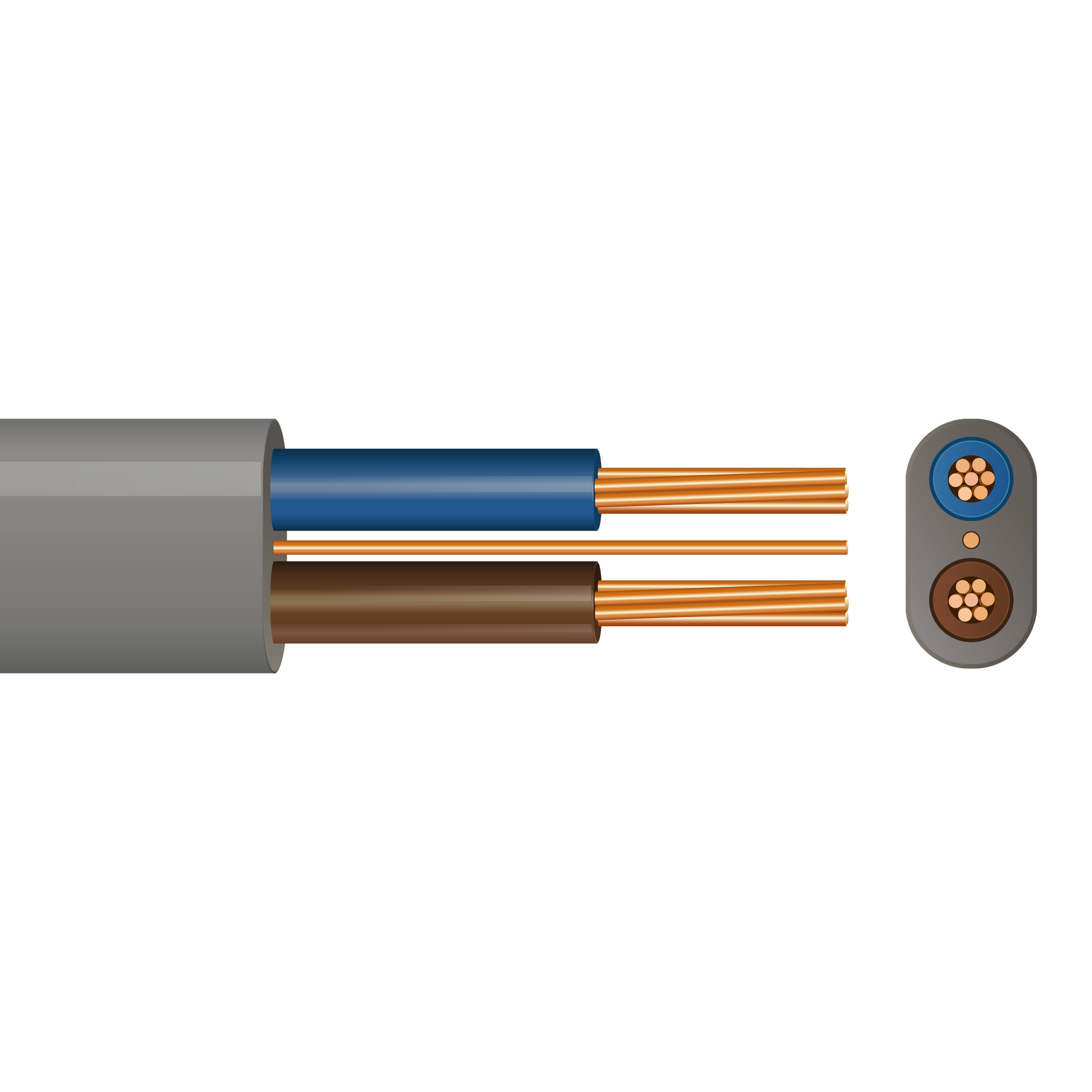 6242Y Twin & Earth (Grey with Brown, Blue) 10mm² x 100m