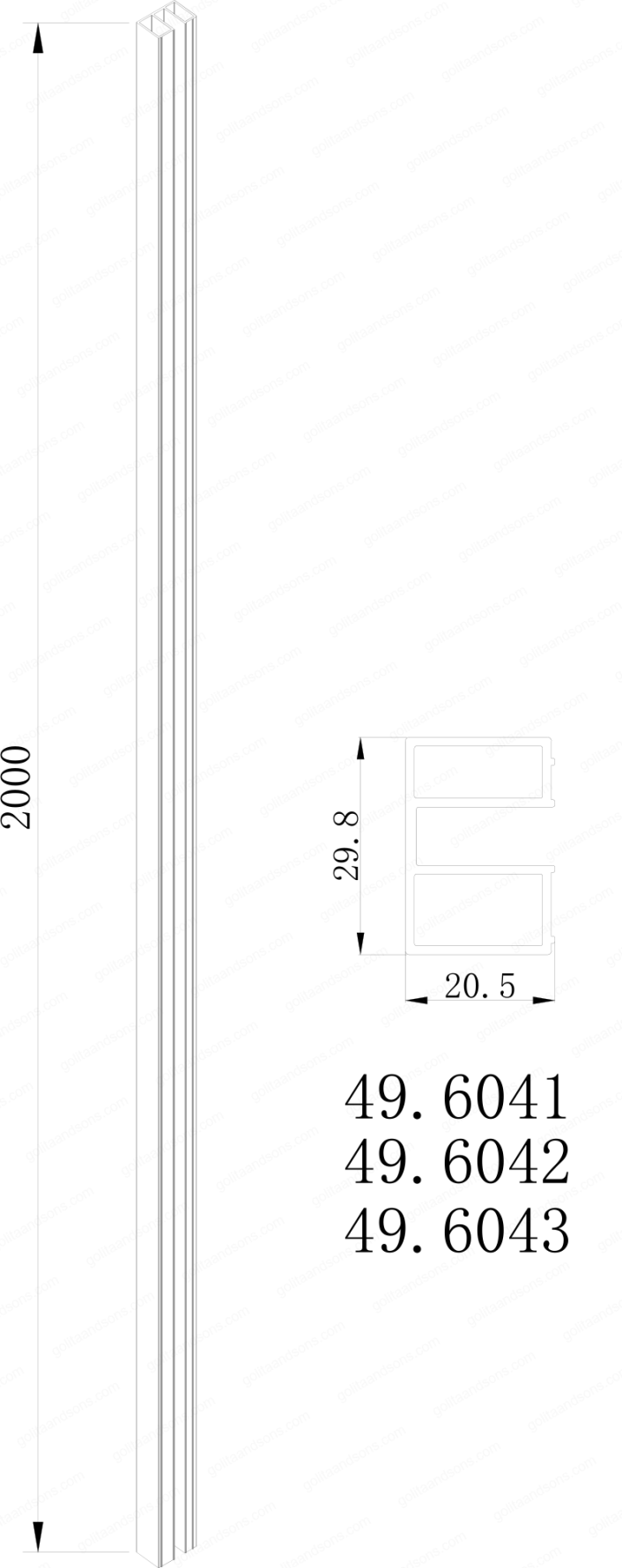 Eastbrook 8mm Sliders Extension Profile 1 Piece Chrome