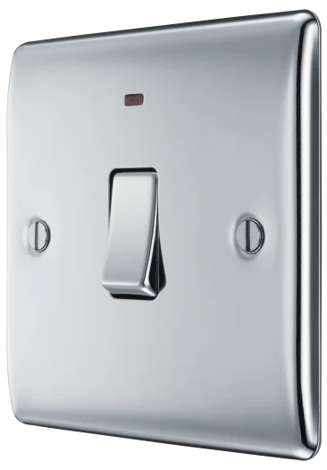 BG Nexus Metal 20Amp Double Pole Switch With Power LED Indicator Polished Chrome