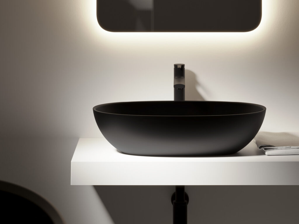 Mila Basin 600 x 360 Matt Black