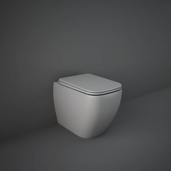 RAK Feeling Rimless BTW Pan Matt Grey 525 x 340mm & Soft Close Seat Matt Grey
