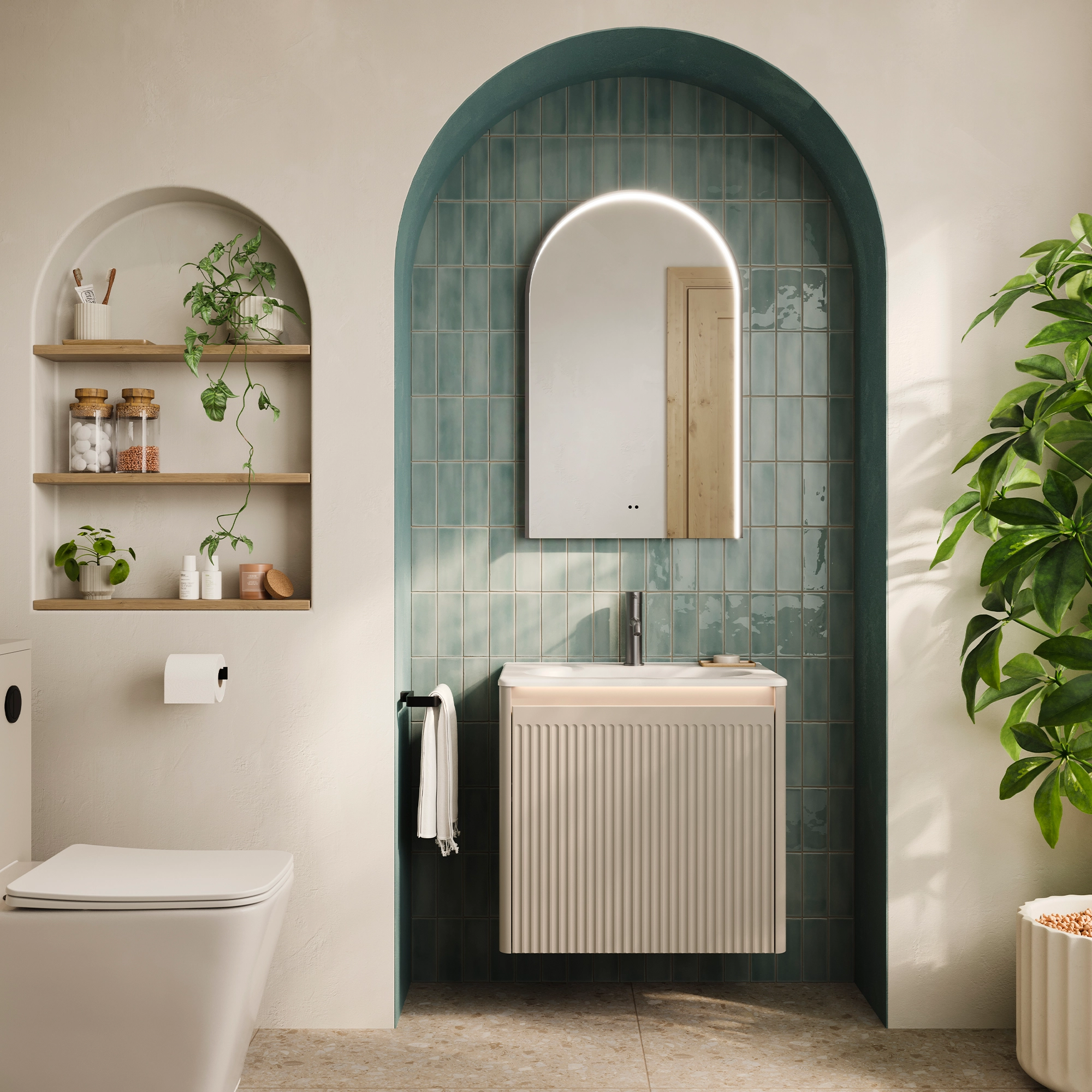 Nova Round Illuminated Bathroom Mirror – 60 cm Gunmetal Wall Mounted