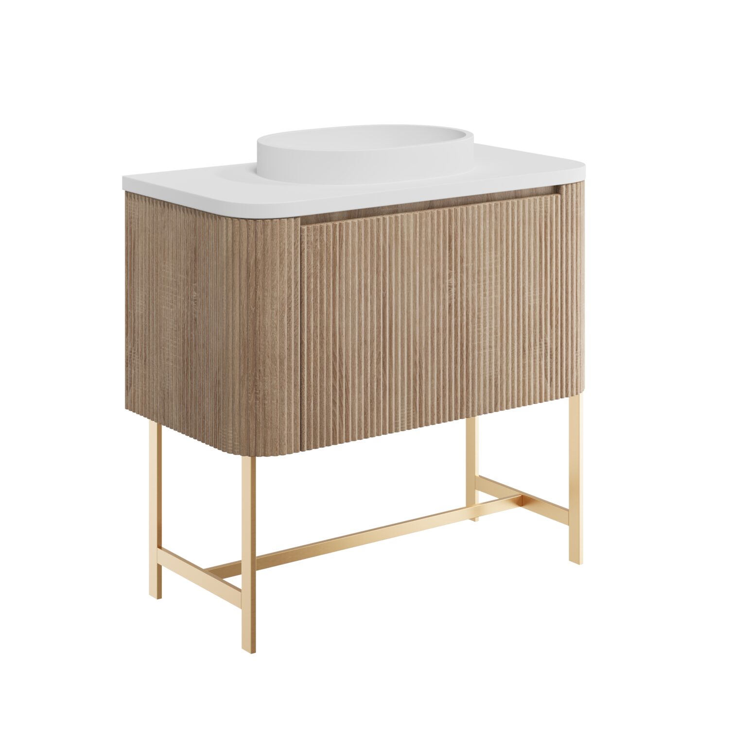 Linea Curve 900 Cabinet , Basin And Frame - Sonoma Oak