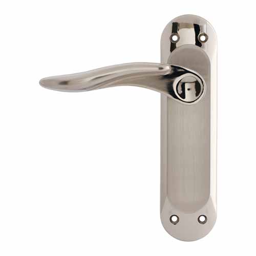 Alzette Plate Handle With Bathroom Lock Backplate