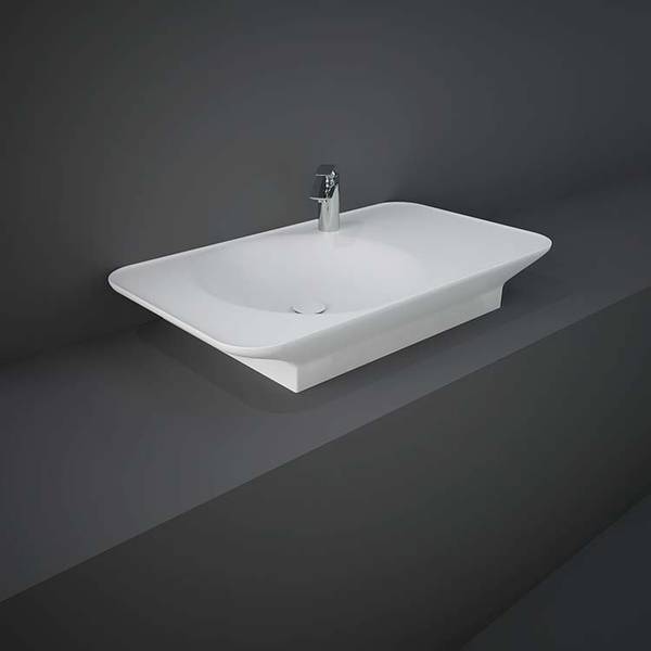 RAK Valet Basin Wall Hung/Countertop  Right Ledge 1TH Matt White 92cm