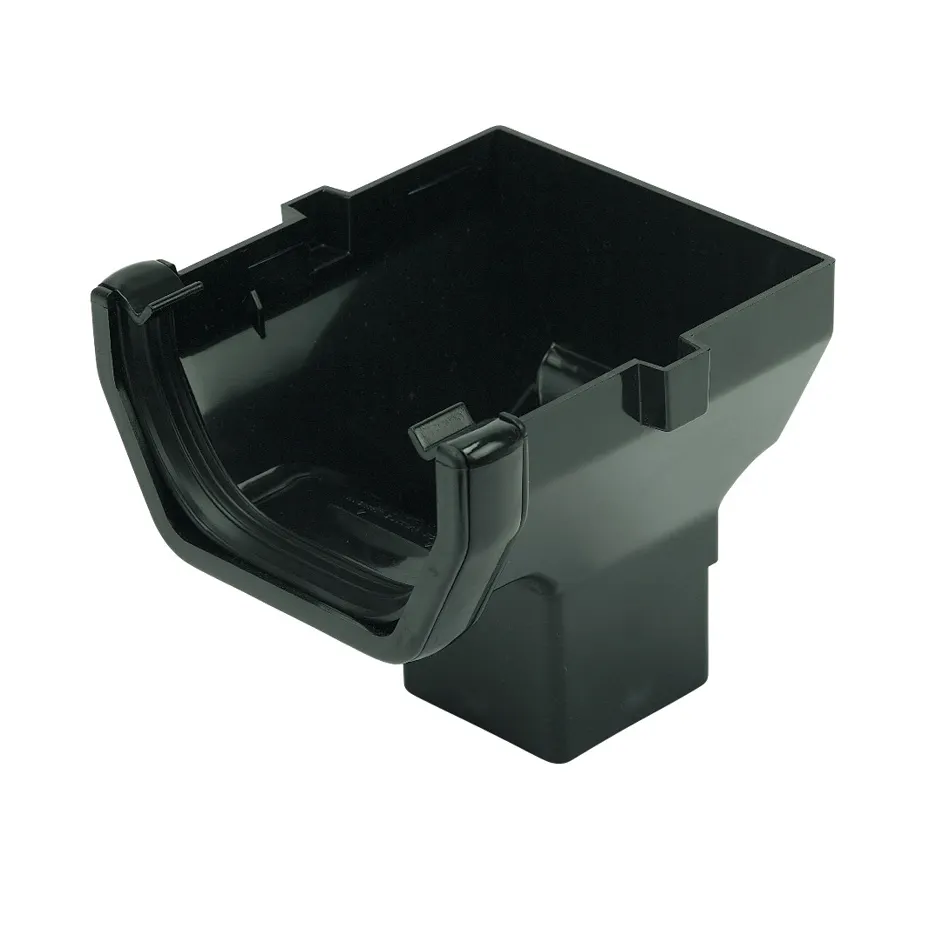 114mm Rainwater Half Square Stopend Outlet Black