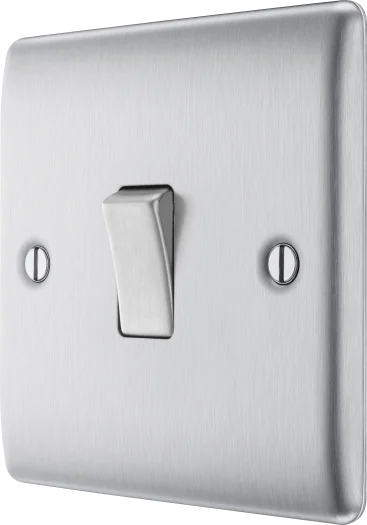 BG Nexus Metal 20Amp 16AX Single 2 Way Switch Brushed Steel