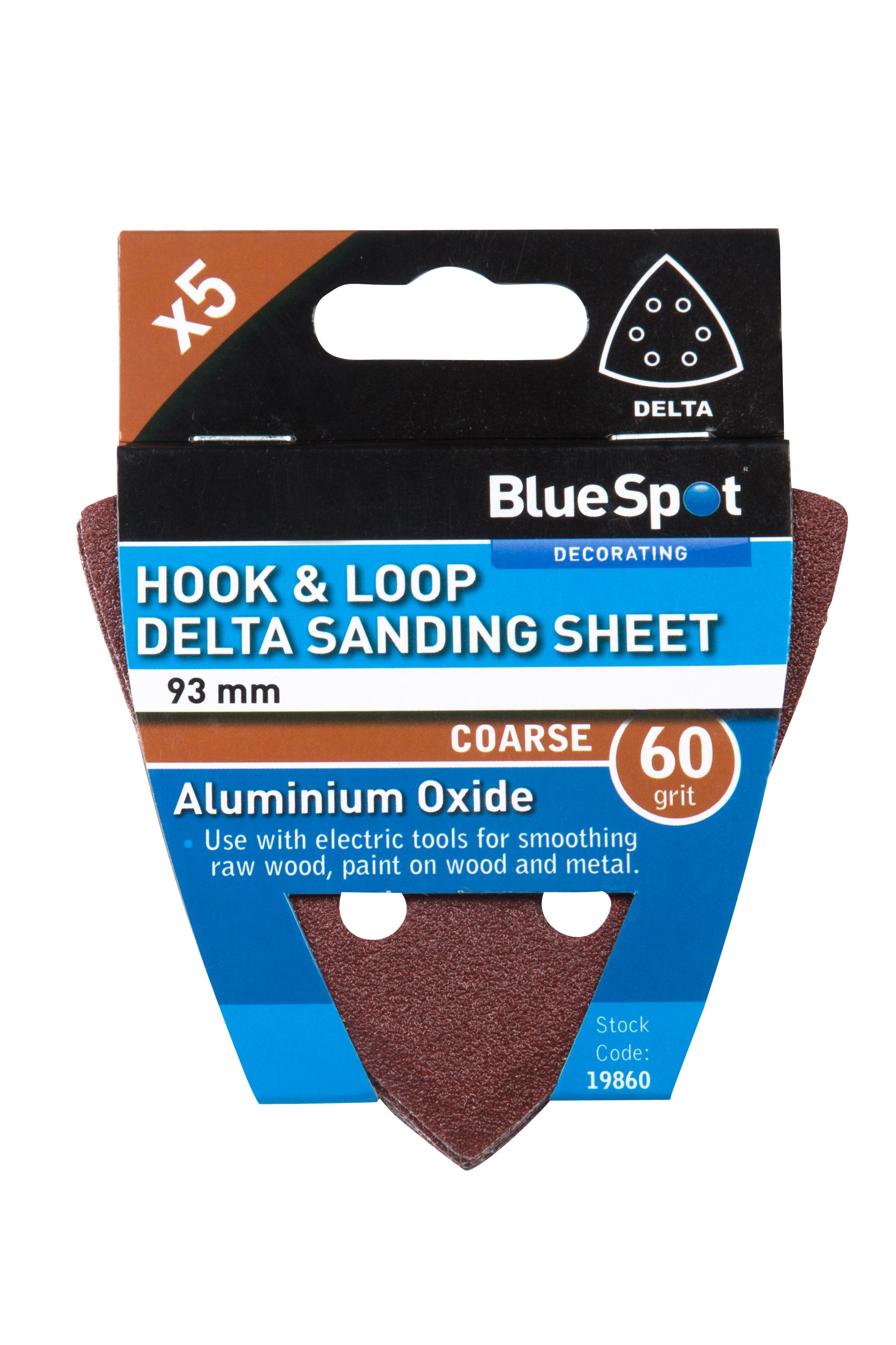 Blue Spot Tools 93mm 5 Pack 60 Grit Delta Sanding Sheets