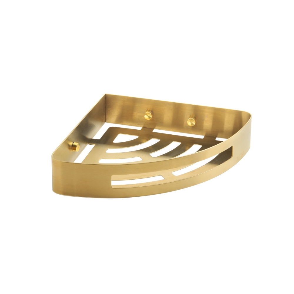 Nerva Corner Shower Basket - Brushed Brass