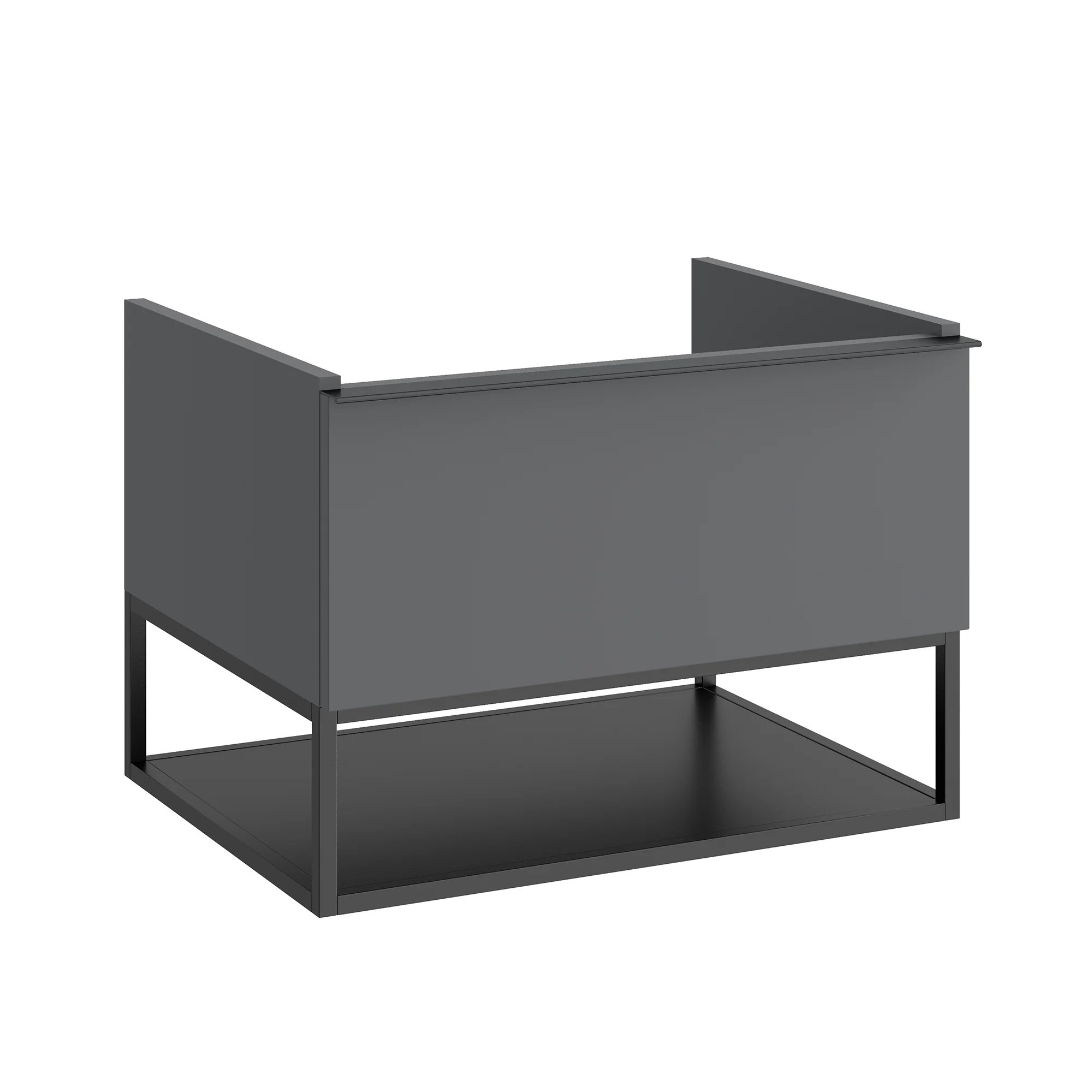 Aeon 60cm Washbasin Unit With Matt Black Framework & Shelf - Matt Anthracite