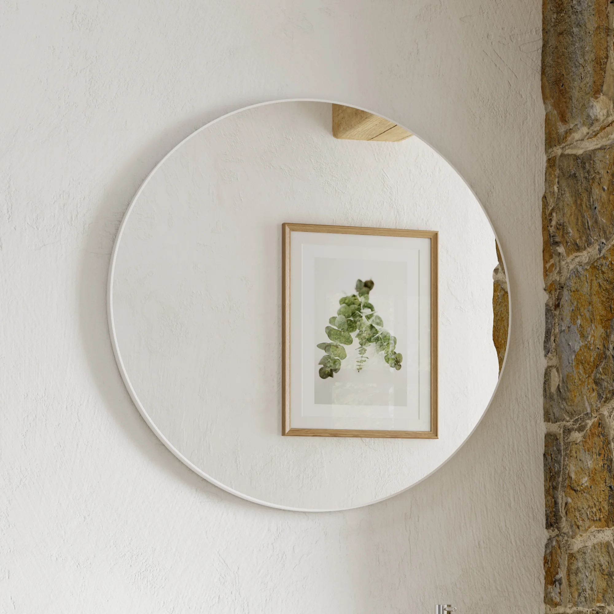 Trim Round 80 (Matt White Frame) Mirror