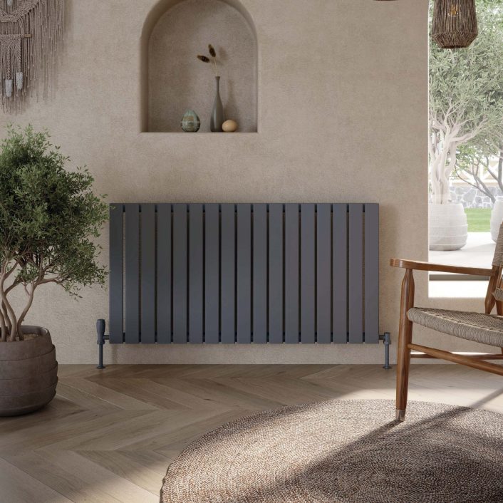 Scudo Bravo Designer Radiator, Single Panel, 600 x 1158mm — Anthracite