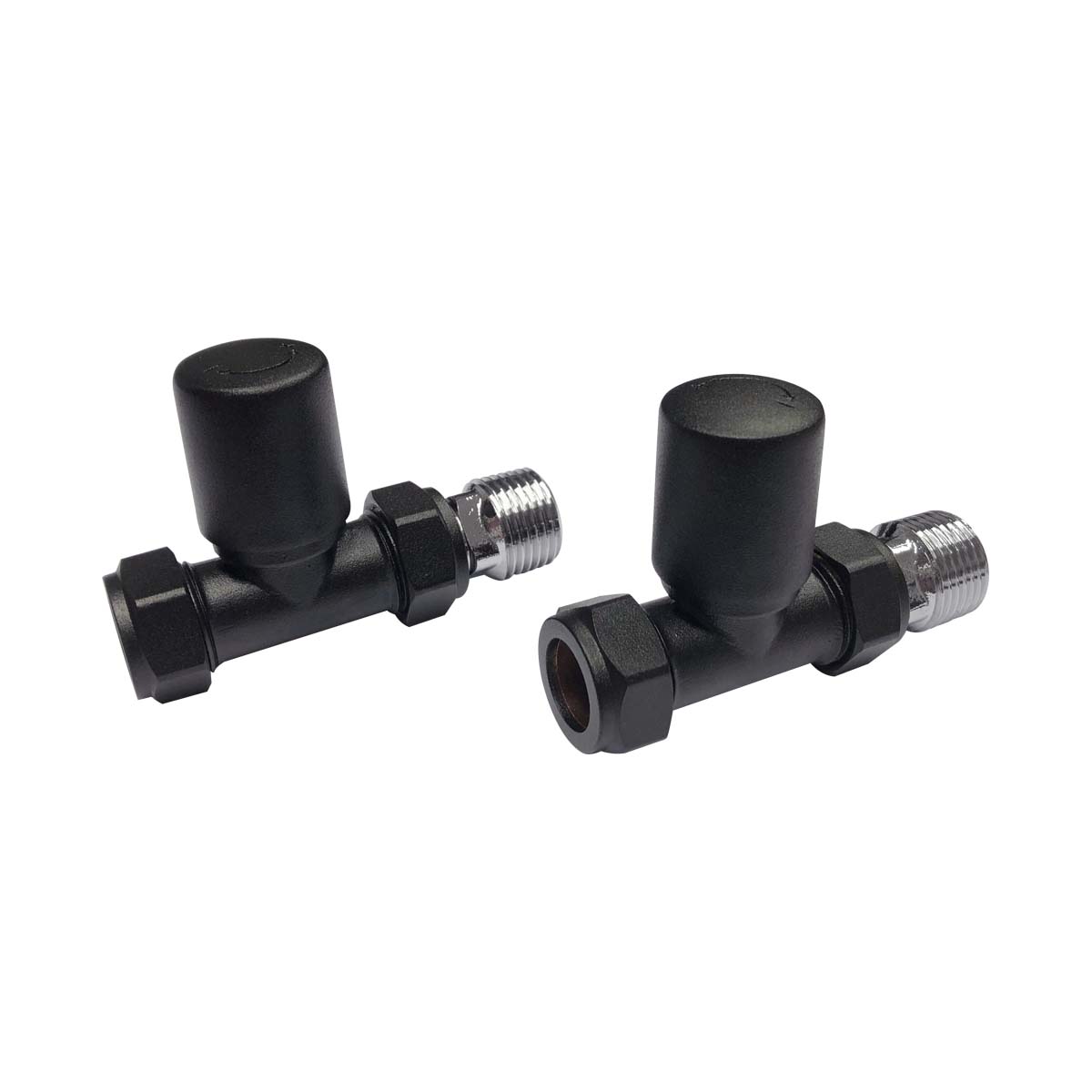 Towel Rail Valves Straight (Pair) Black