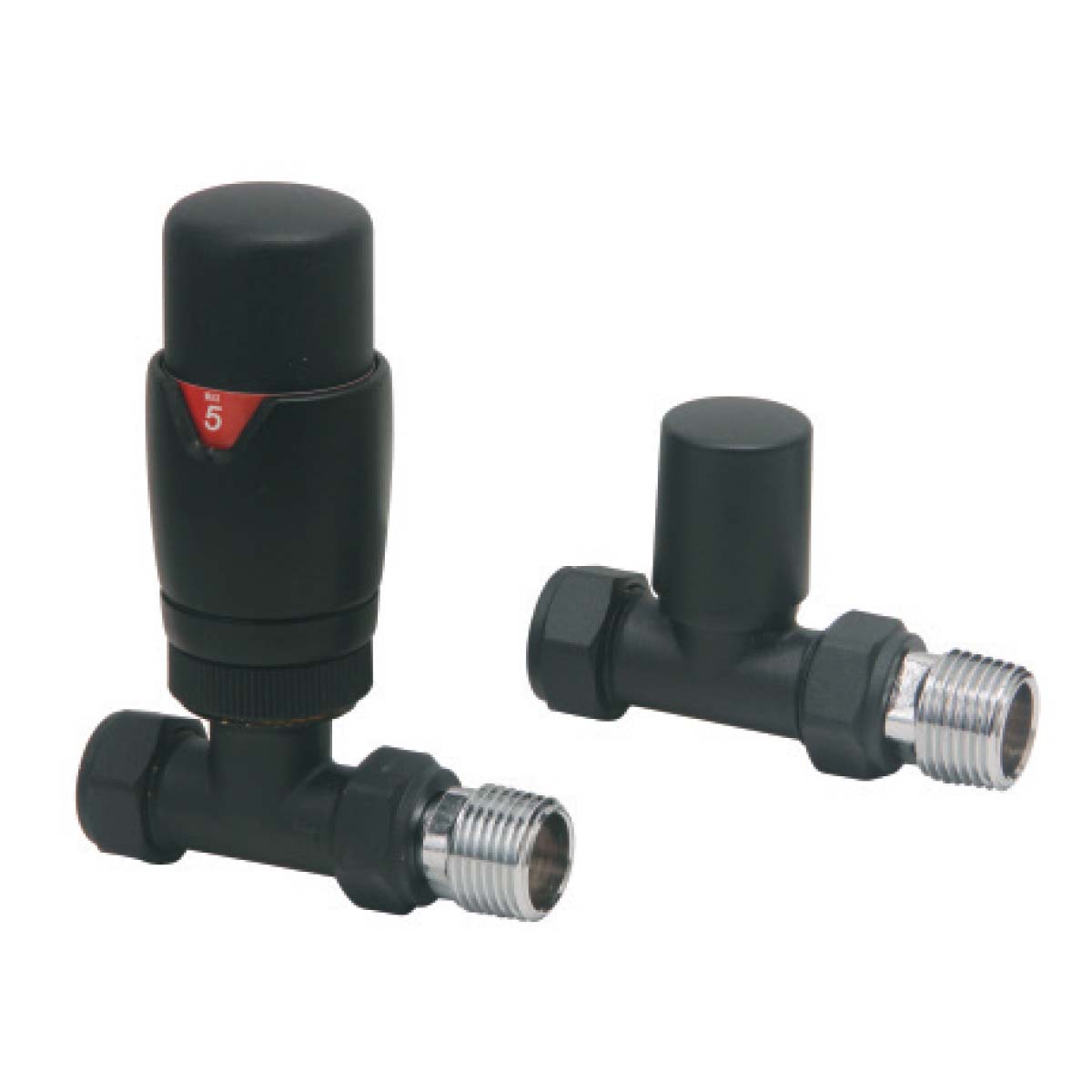 Designer Straight Valves (Pair) Black