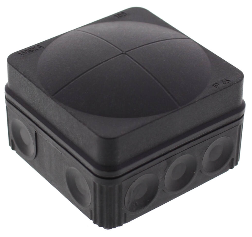 COMBI� 108 BK 76 x 76 x 51mm, Polypropylene Junction Box, IP66, 8 x Membrane Side Entries, Empty, Black