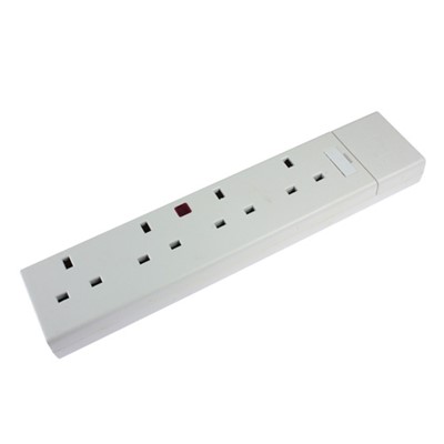 4 Gang Extension Block+ Neon 13Amp
