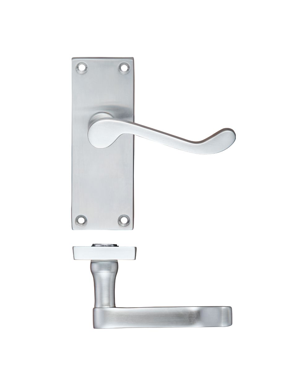 Project Victorian Scroll Lever on Latch Backplate - 114mm x 40mm Satin Chrome
