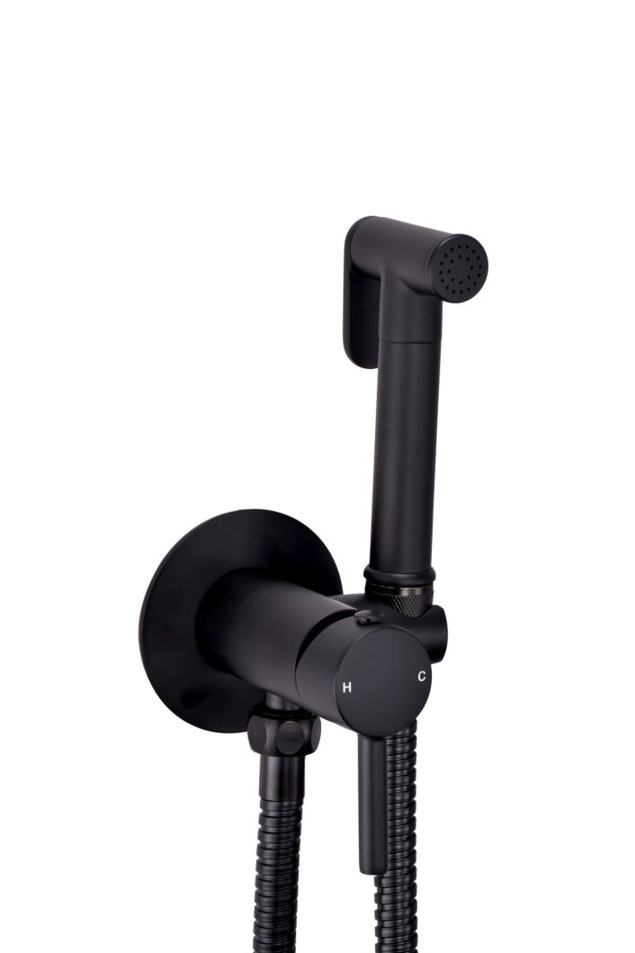 Douche Handset, Flexi, Holder and Outlet Elbow Black