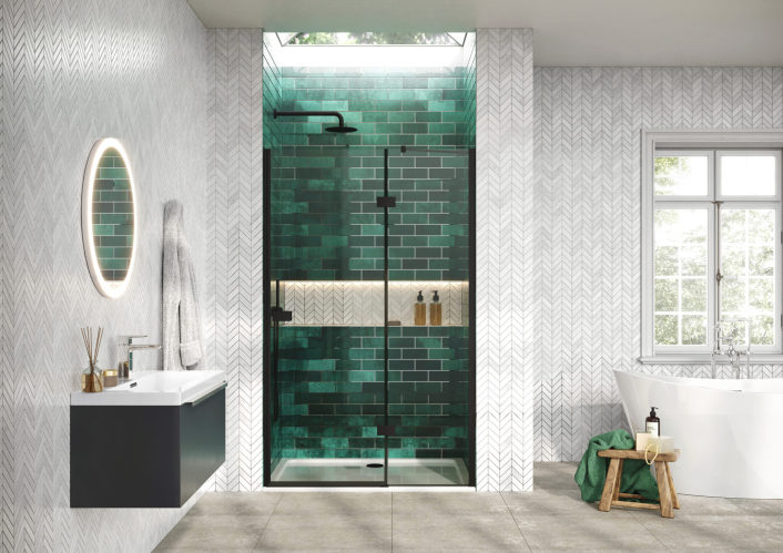 Scudo Dawn Athena Hinged Inline Shower Door, 6mm — 1000mm by Scudo