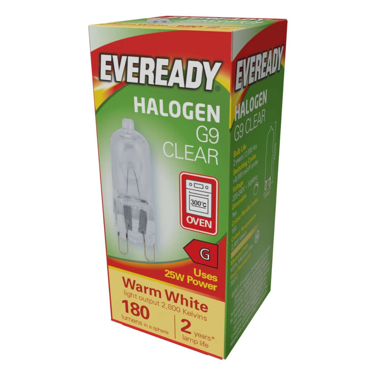 Eveready Halogen G9 Capsule 180lm 25W 2,800K (Warm White)