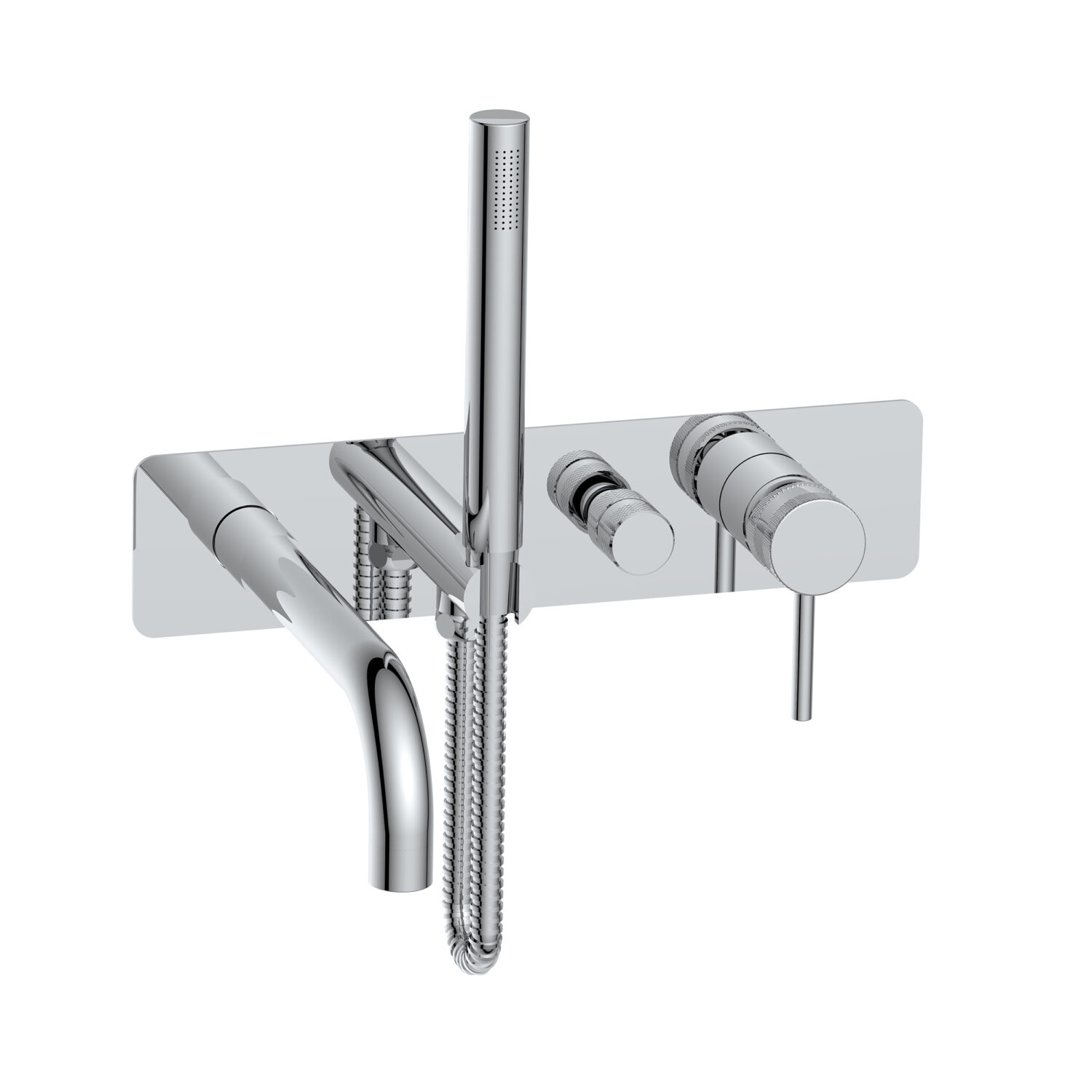 Wall Mounted Bath Shower Mixer & Handset Chrome