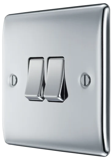 BG Nexus Metal 20Amp 16AX Double 2 Way Switch Polished Chrome