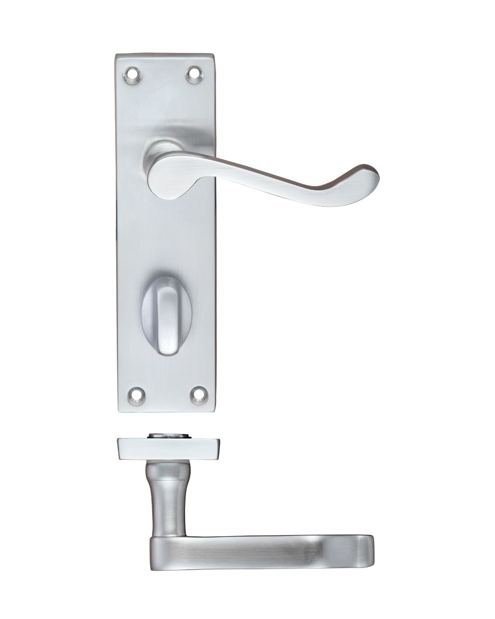Project Victorian Scroll Lever on Bathroom Backplate -150mm x 40mm Satin Chrome