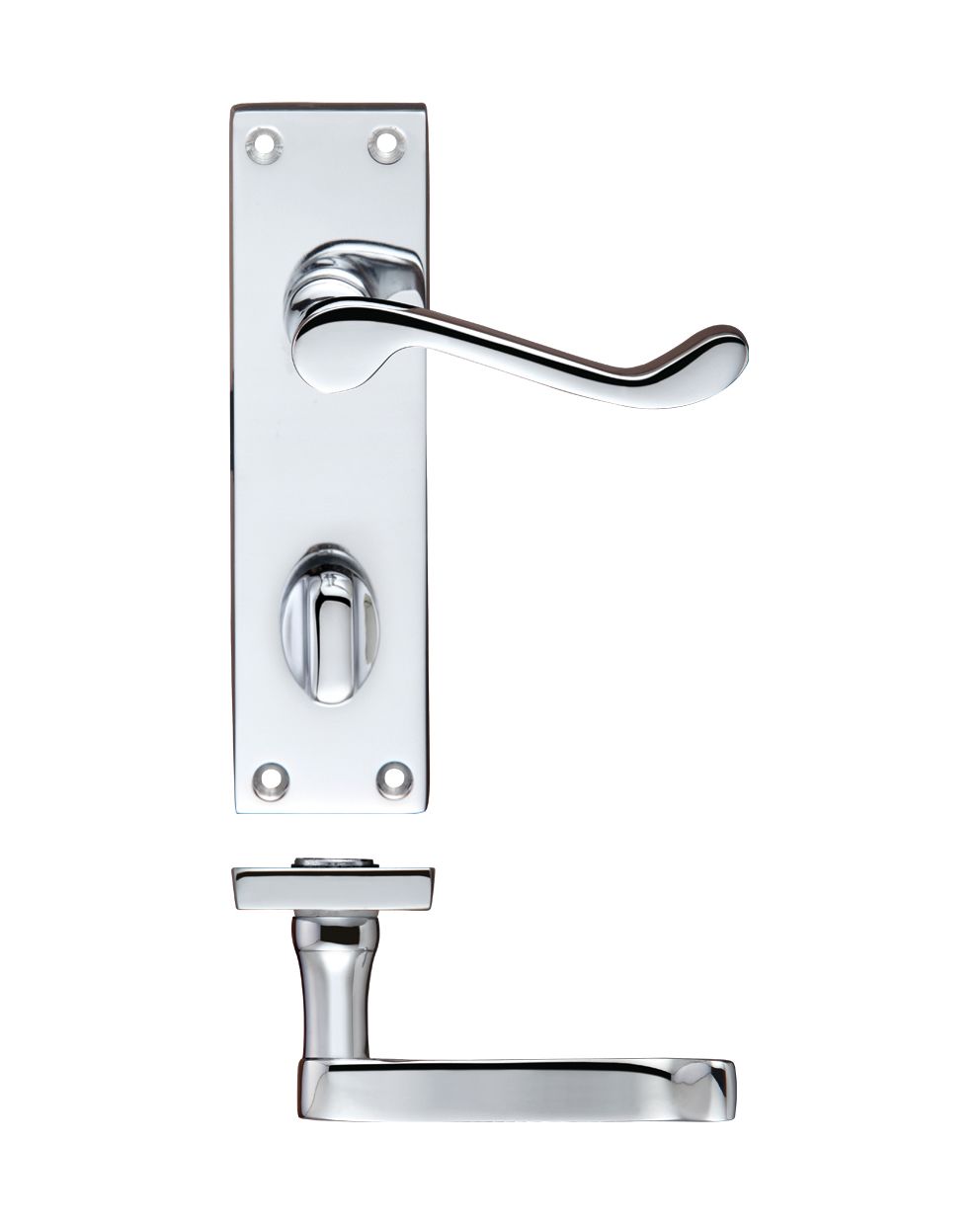 Project Victorian Scroll Lever on Bathroom Backplate -150mm x 40mm Polished Chrome