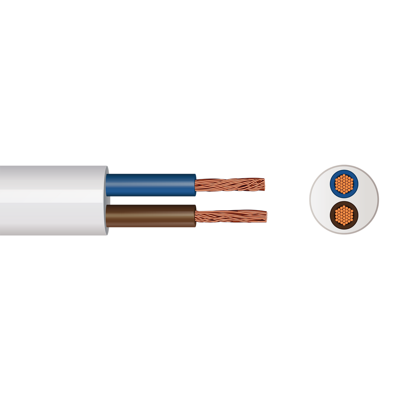 3182Y 2 Core Round Flex (White with Brown, Blue) 0.75mm² x 100m