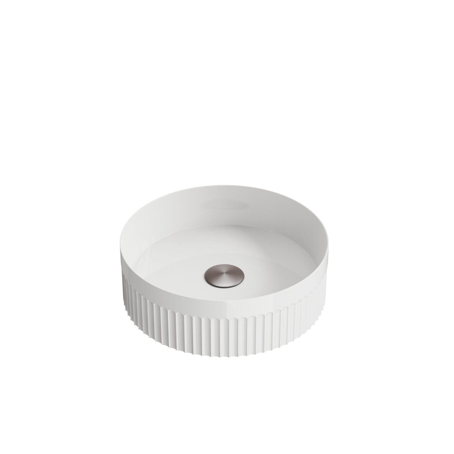 Fluted Round Countertop Basin 355x355x116 GWte