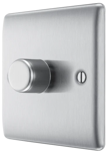 BG Nexus Metal Dimmer Switch Single 2 Way Brushed Steel