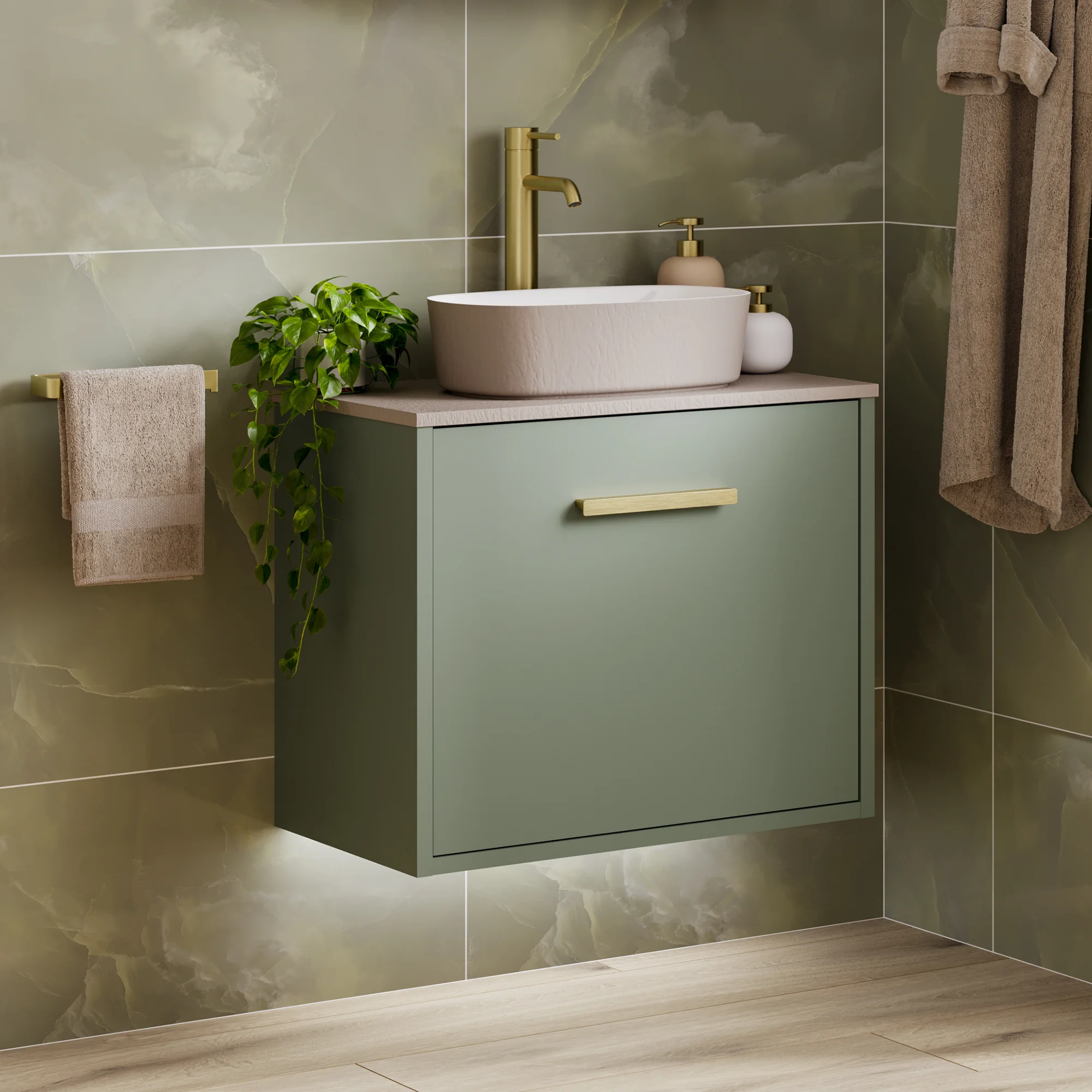 Veles Compact 38 x 60cm Floor Standing Two Drawer Unit - Sage Green