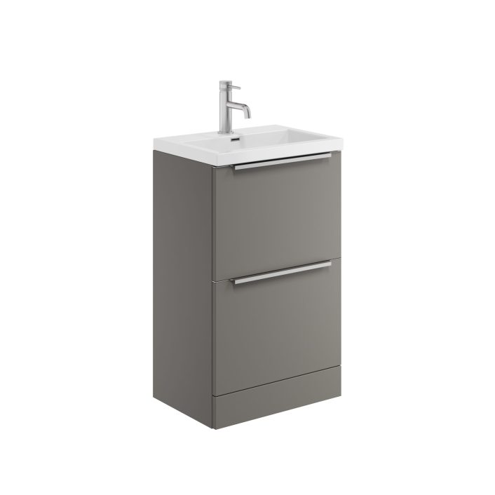 Scudo Muro Plus Freestanding 2 Drawer Vanity Unit, Dust Grey — 500mm