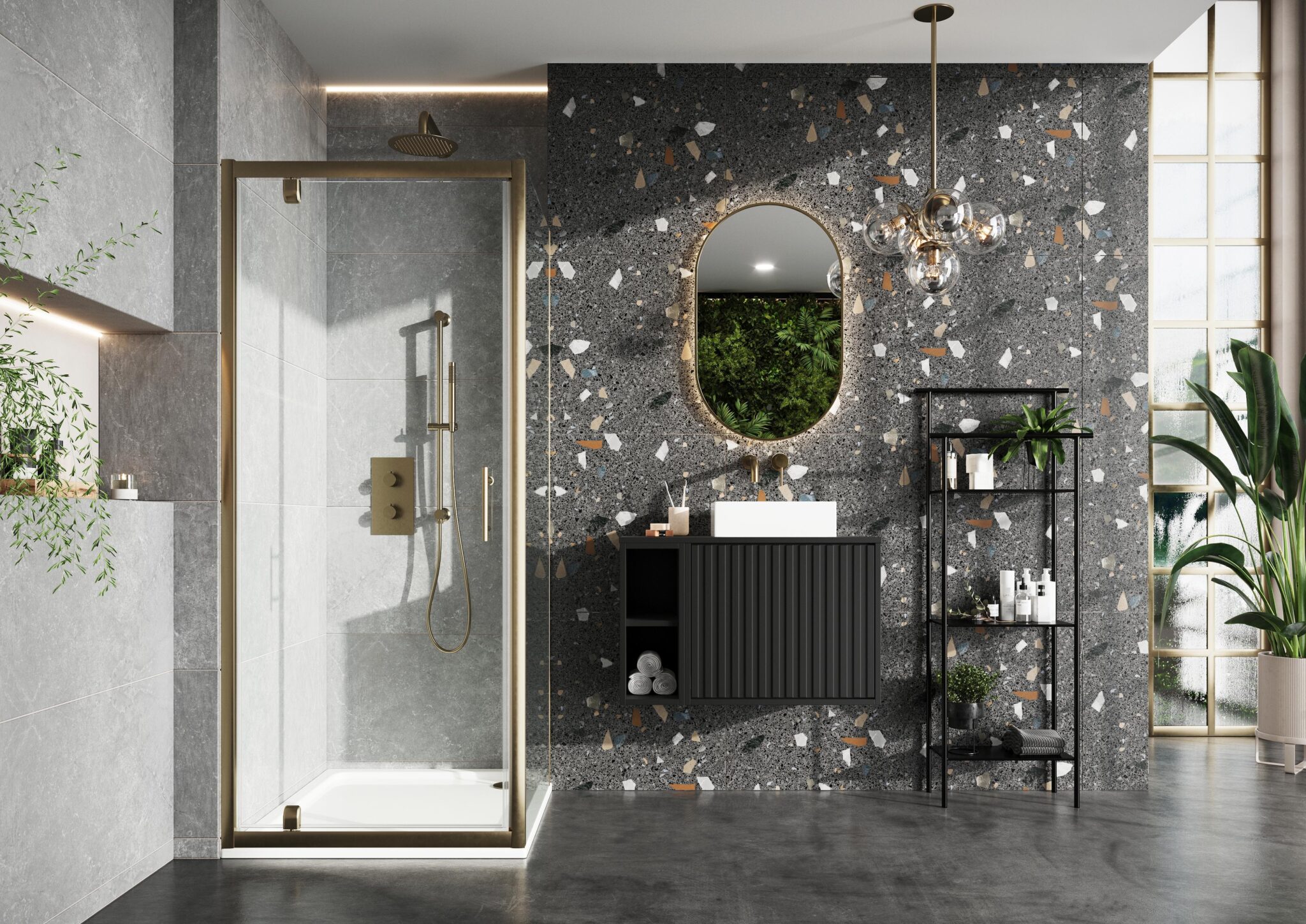 S6 Brushed Brass Pivot Door 800