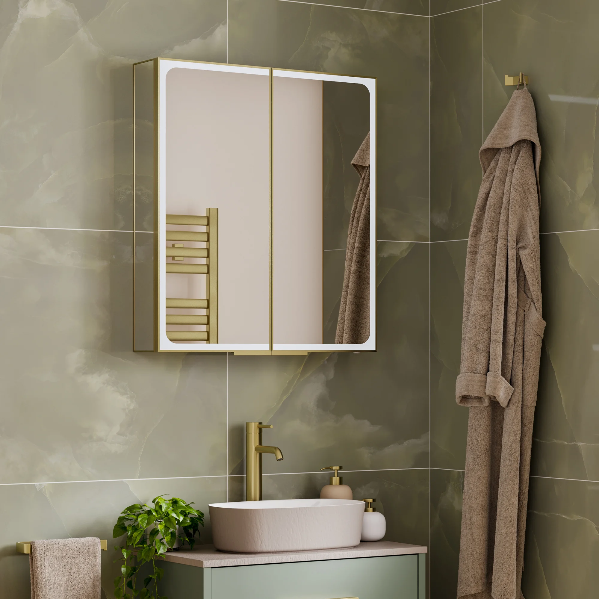 Euna Bathroom Cabinet – 60 cm Brushed Brass