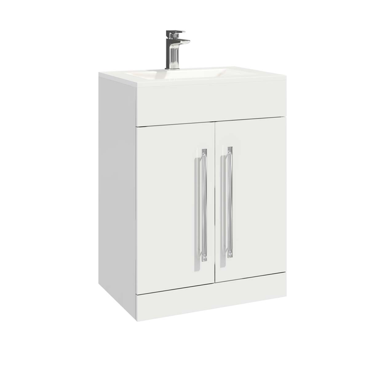 Lili 600 Door Vanity Unit & Basin - Gloss White