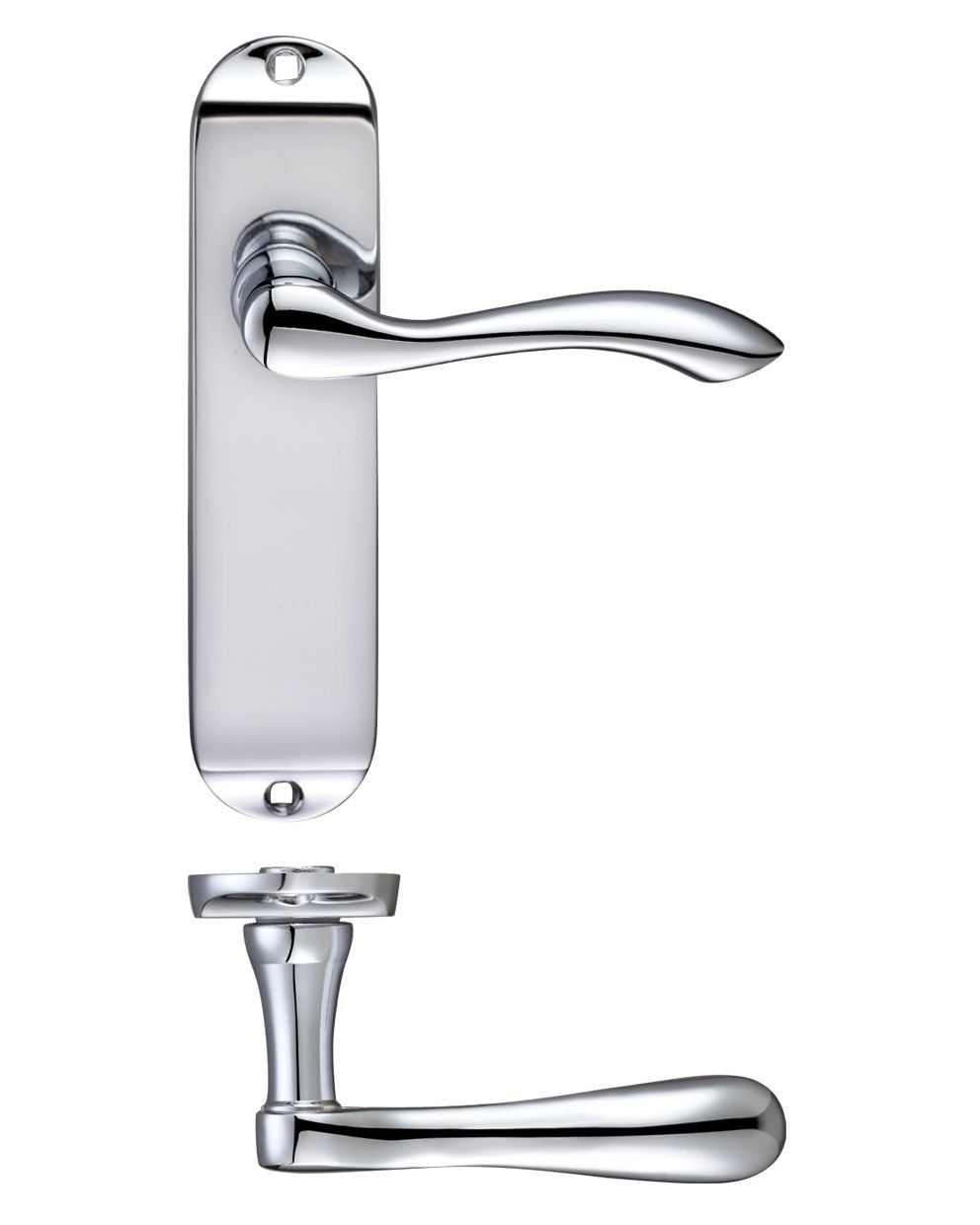 Arundel Lever Latch Furniture - Short Plate 175 x 42mm Polished Chrome