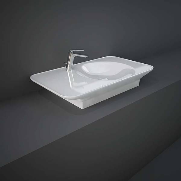 RAK Valet Basin Wall Hung/Countertop  Left Ledge 0TH Gloss White 92cm