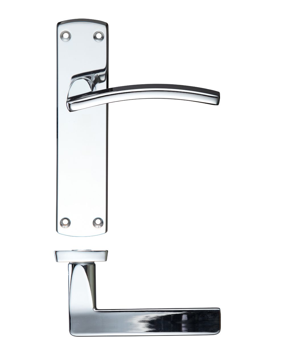 Toledo Lever Latch On Backplate 170mm x 40mm Polished Chrome