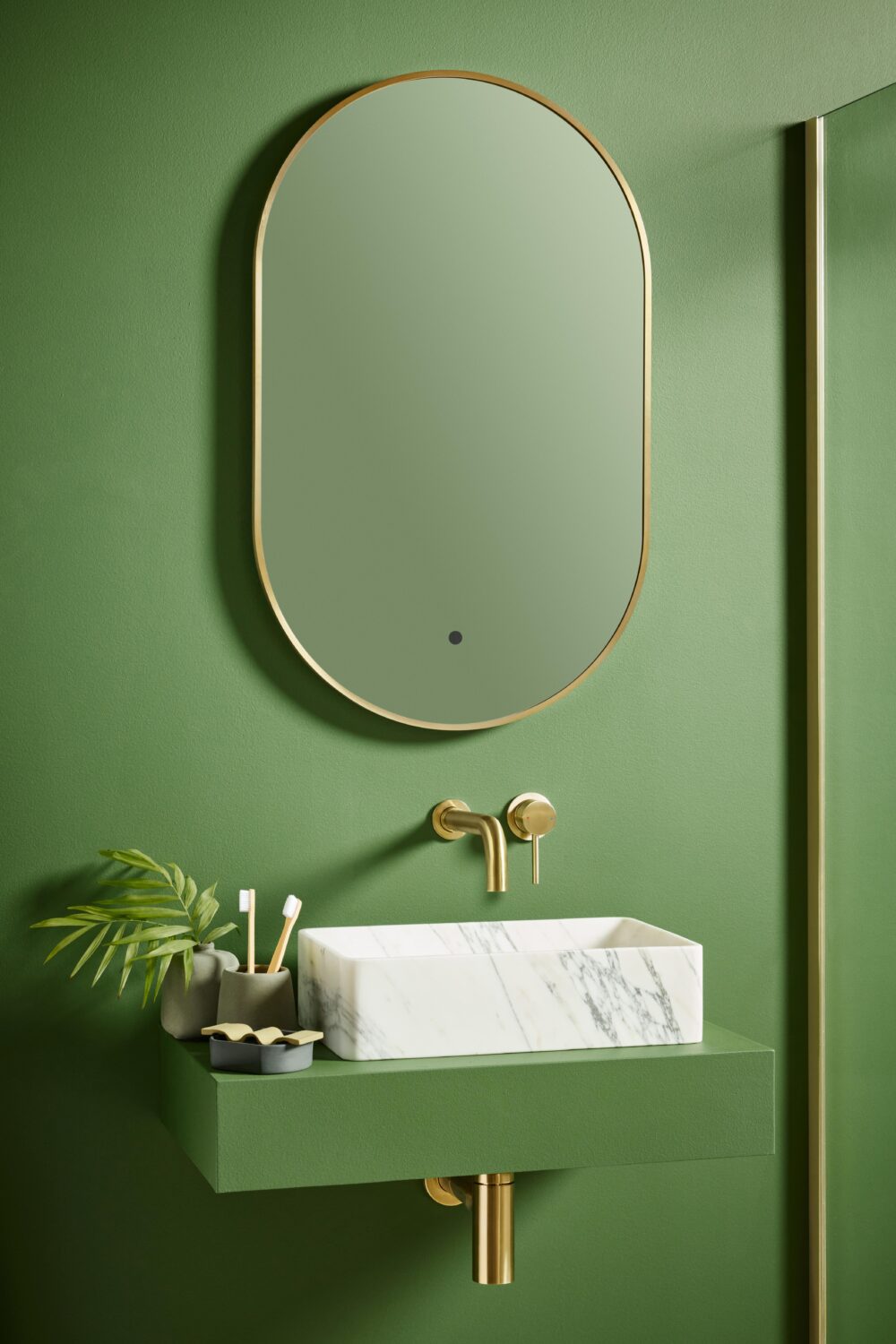 Aubrey LED Mirror Brushed Brass 500�800