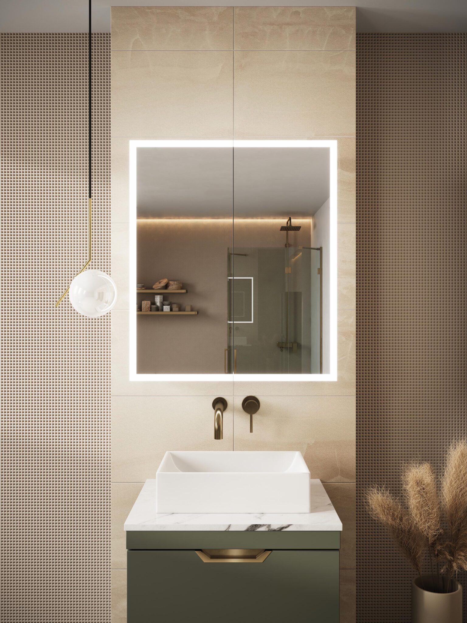 Prospr LED Double Door Mirror Cabinet with Bluetooth – 600 × 700 mm