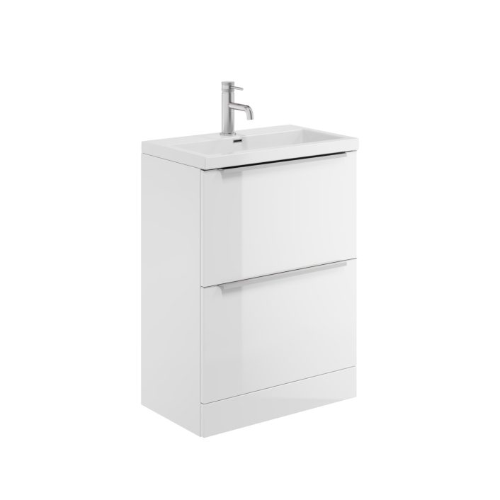 Scudo Muro Plus Freestanding 2 Drawer Vanity Unit, White — 600mm