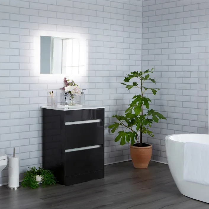 Golita Modern London Tile White PVC Wall Panel, 250x2600mm | L5
