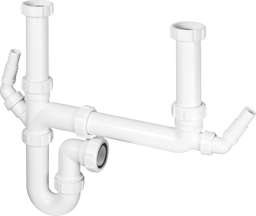 McAlpine 1 1/2" Double Bowl Sink Kit 2 Nozzle