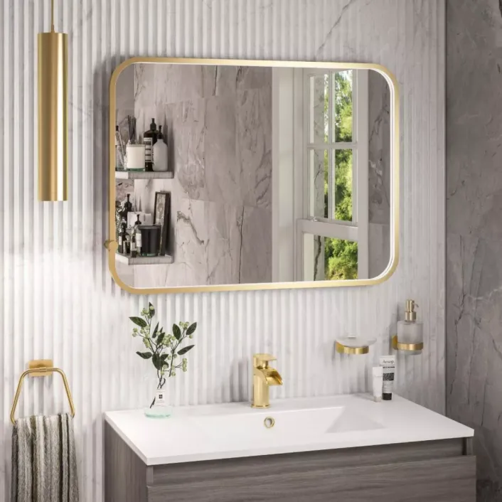 Eastbrook Sanremo 600x800mm Square LED Bathroom Mirror - Brushed Brass